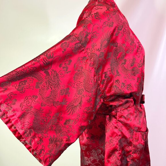 Vintage "Oriental" Brand One Size Robe Dragons Brocade Satin Sash Tie - Picture 4 of 12